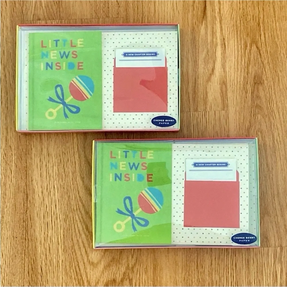 Little News Inside Baby Announcement Stationery Set Cherée Berry Paper Set of 2